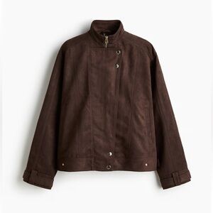 NWT H&M Brown Oversized Biker Jacket Size S
